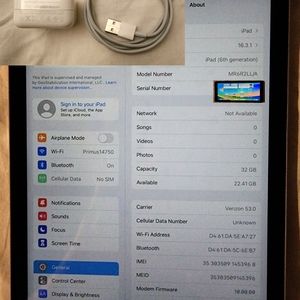 Apple iPad 6th Generation, 32GB, Wi-Fi and Cellular support.